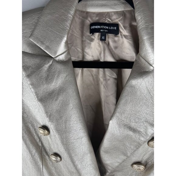 New Generation Love Delilah Vegan Gold Leather Blazer Jacket Size XS - Picture 4 of 6